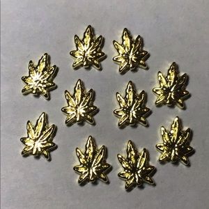 10 pc set marijuana pot leaf finger nail charms